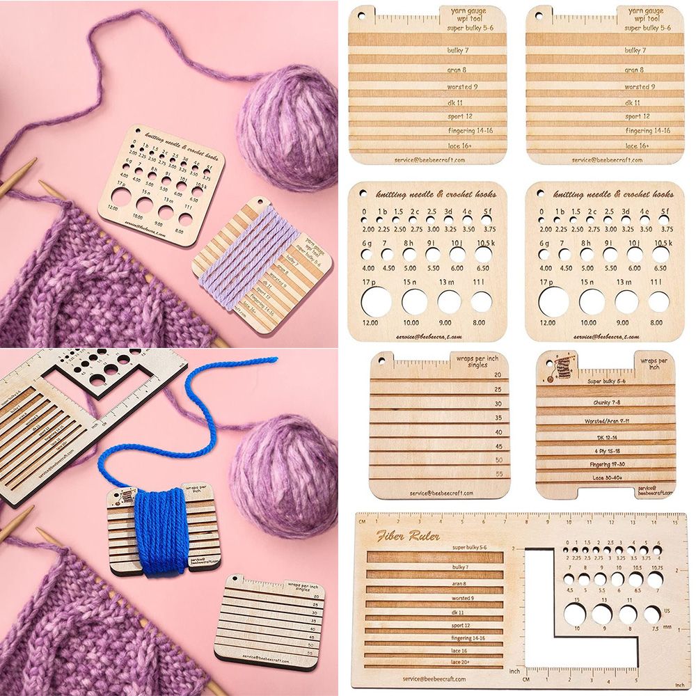 Sewing Gauge Ruler - 3/4 adet ahşap örgü iğnesi ölçer